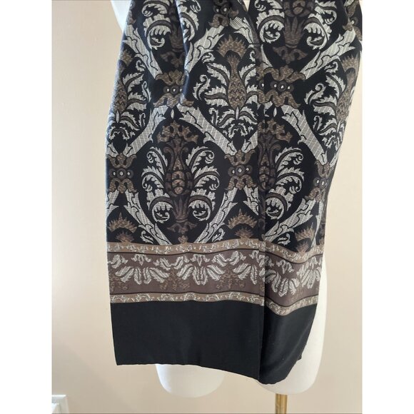 Vintage Y2K Damask Scarf Black Floral Medallion Double Sided Opera Unisex 8X58" - Picture 4 of 7
